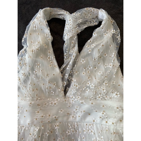 Lulus Daisy Floral Tulle Twist Back Skater Mini Dress White* Size Small WD29 - Picture 13 of 13